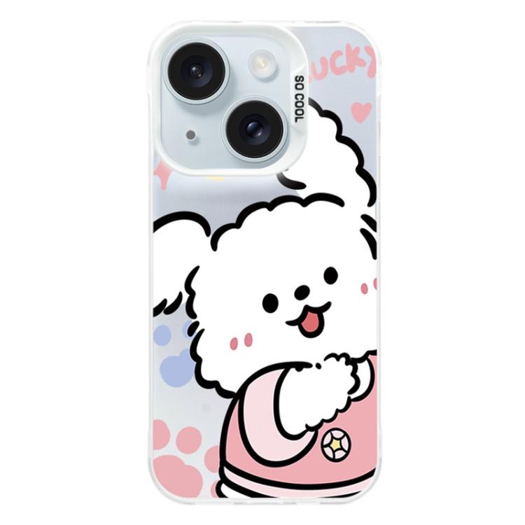 For iPhone 15 Colorful Silver Plated IMD Pattern PC Hybrid TPU Phone Case