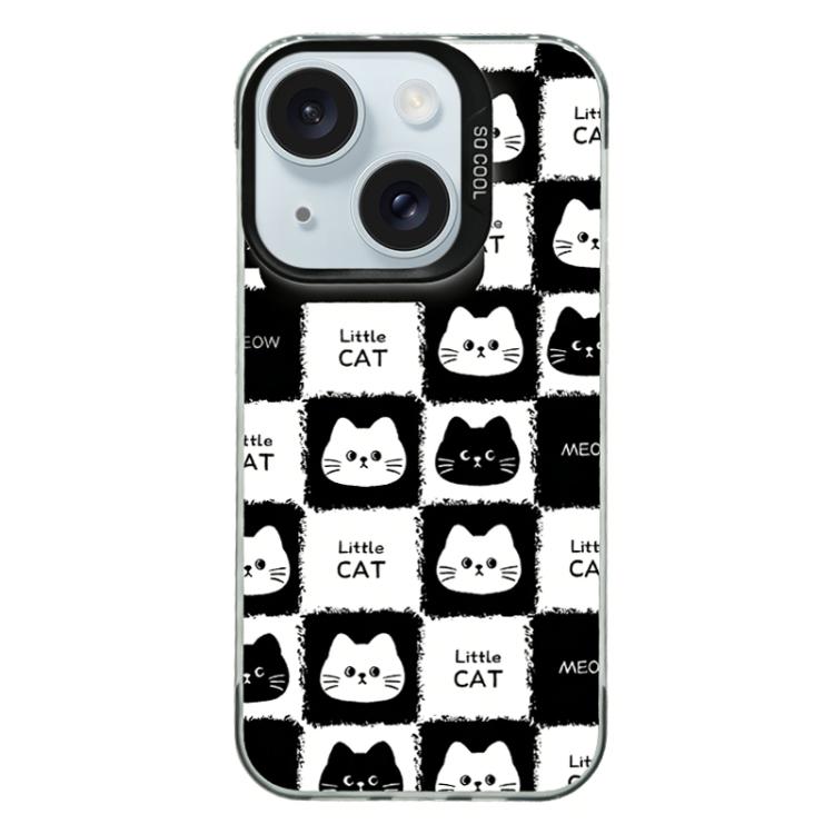 For iPhone 15 Colorful Silver Plated IMD Pattern PC Hybrid TPU Phone Case