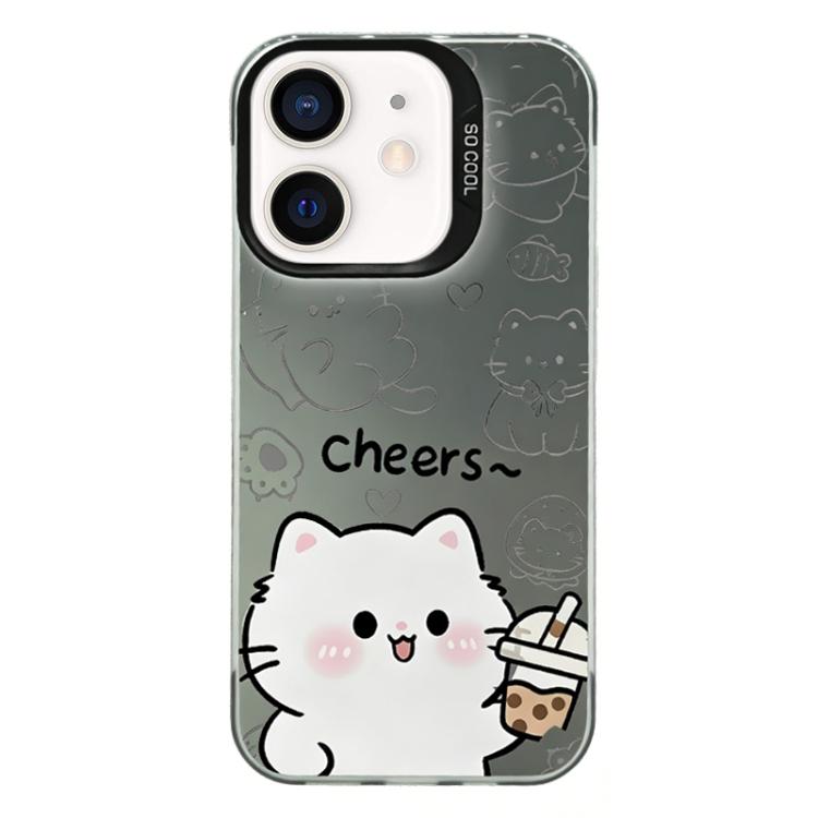For iPhone 12 Colorful Silver Plated IMD Pattern PC Hybrid TPU Phone Case