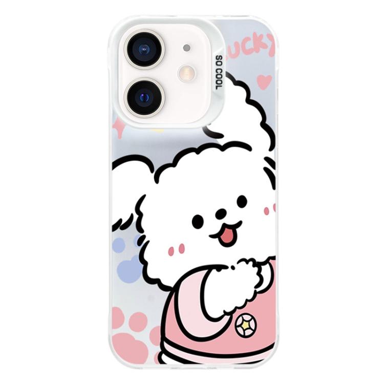 For iPhone 12 mini Colorful Silver Plated IMD Pattern PC Hybrid TPU Phone Case