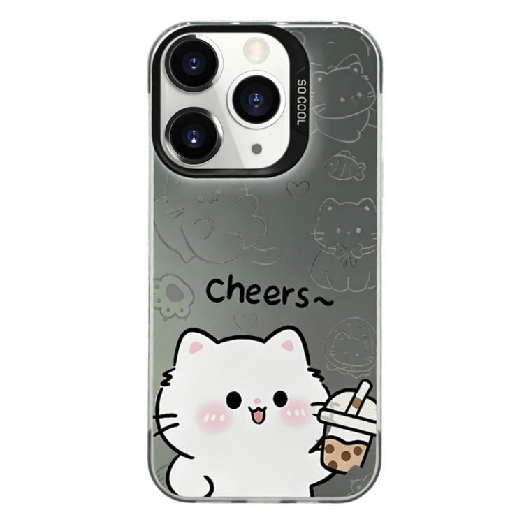 For iPhone 11 Pro Max Colorful Silver Plated IMD Pattern PC Hybrid TPU Phone Case