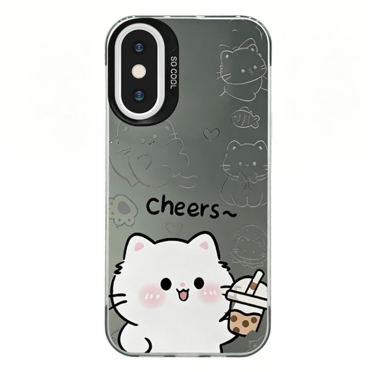 For iPhone X / XS Colorful Silver Plated IMD Pattern PC Hybrid TPU Phone Case