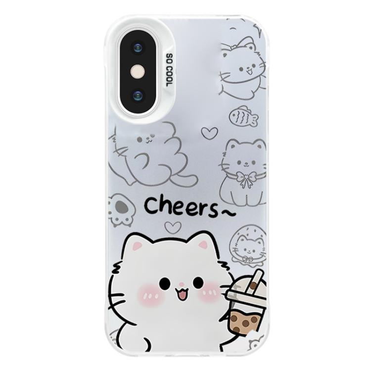 For iPhone XS Max Colorful Silver Plated IMD Pattern PC Hybrid TPU Phone Case