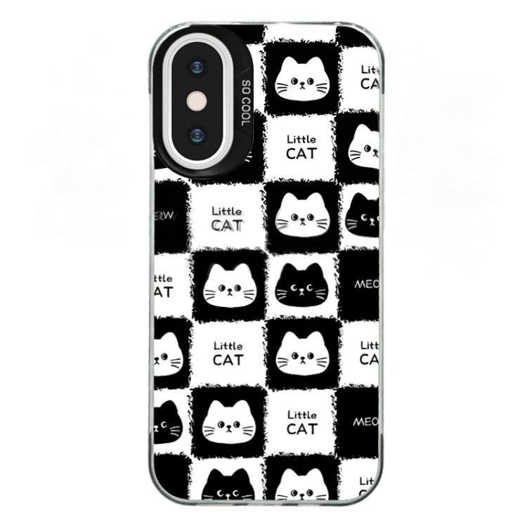 For iPhone XS Max Colorful Silver Plated IMD Pattern PC Hybrid TPU Phone Case