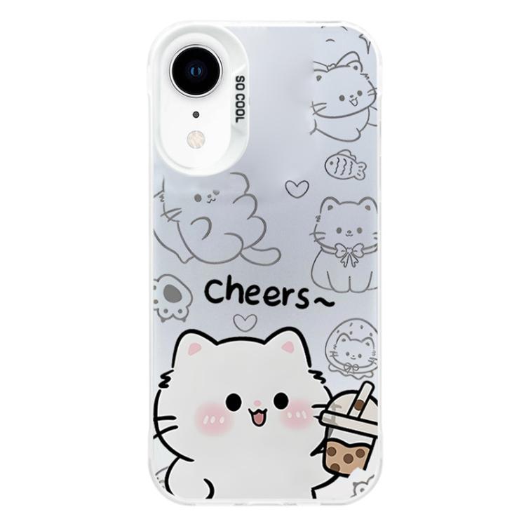 For iPhone XR Colorful Silver Plated IMD Pattern PC Hybrid TPU Phone Case