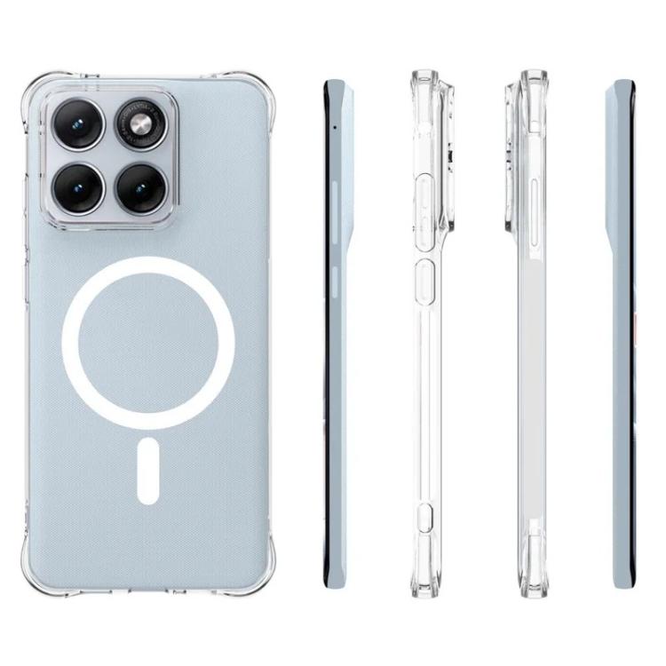 For Motorola Edge 70 Fusion+ 5G WANLONFENG Transparent Magnetic Four-Corner Shockproof TPU Phone Case with 2pcs Screen Films - Transparent
