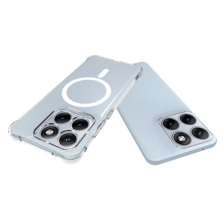For Motorola Edge 70 Fusion+ 5G WANLONFENG Transparent Magnetic Four-Corner Shockproof TPU Phone Case with 2pcs Screen Films - Transparent