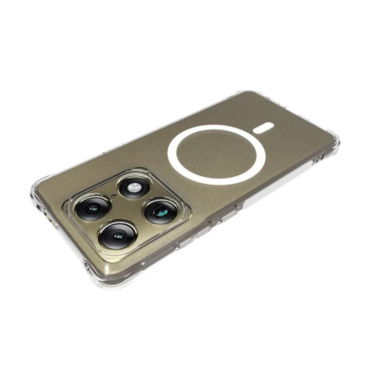 For Motorola Signature 5G WANLONFENG Transparent Magnetic Four-Corner Shockproof TPU Phone Case with 2pcs Screen Films - Transparent