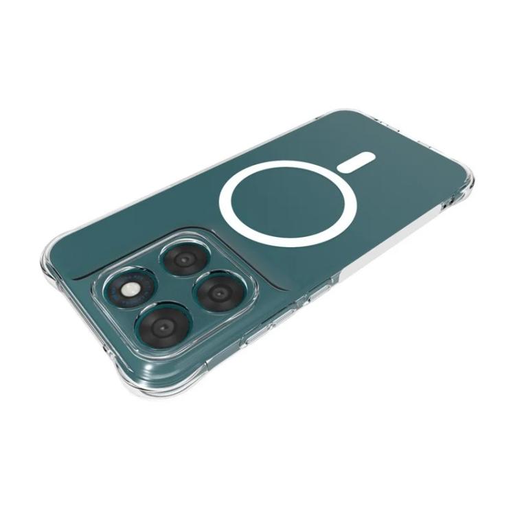 For Motorola Moto G67 5G / G77 5G WANLONFENG Transparent Magnetic Four-Corner Shockproof TPU Phone Case with 2pcs Screen Films - Transparent