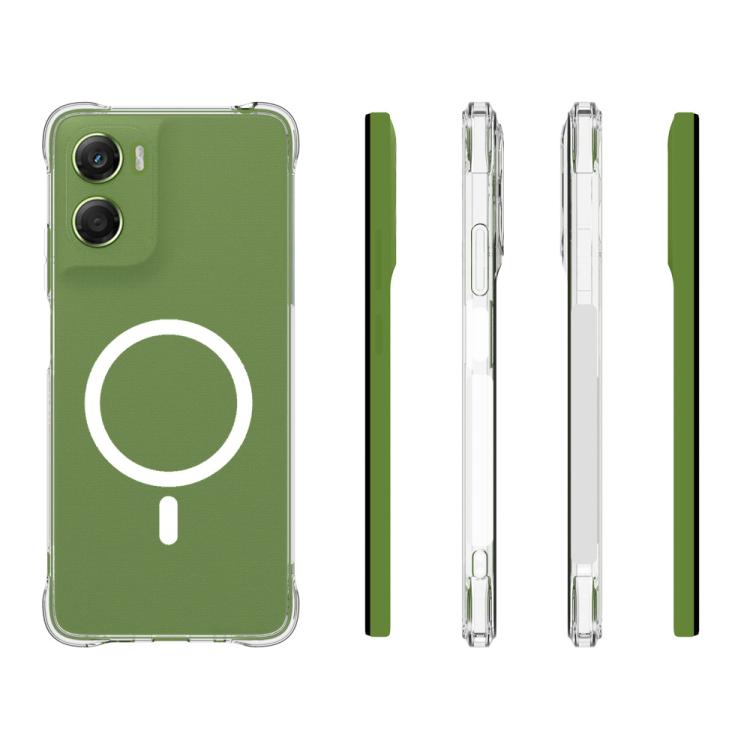 For Motorola Moto G06 Power / G06 4G WANLONFENG Transparent Magnetic Four-Corner Shockproof TPU Phone Case with 2pcs Screen Films - Transparent