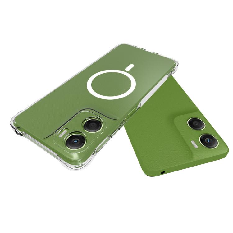 For Motorola Moto G06 Power / G06 4G WANLONFENG Transparent Magnetic Four-Corner Shockproof TPU Phone Case with 2pcs Screen Films - Transparent