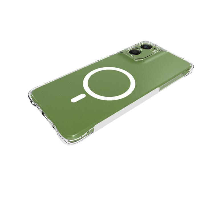For Motorola Moto G06 Power / G06 4G WANLONFENG Transparent Magnetic Four-Corner Shockproof TPU Phone Case with 2pcs Screen Films - Transparent