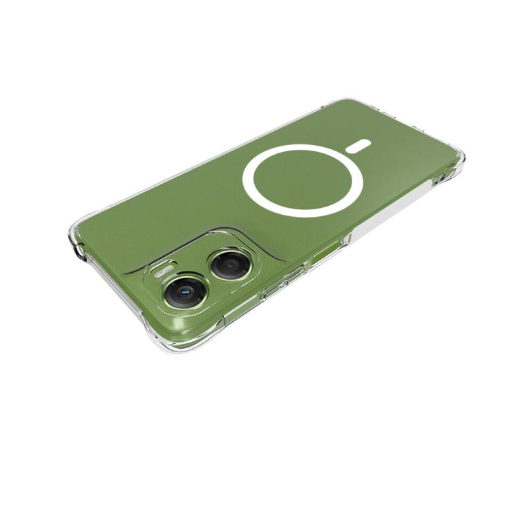 For Motorola Moto G06 Power / G06 4G WANLONFENG Transparent Magnetic Four-Corner Shockproof TPU Phone Case with 2pcs Screen Films - Transparent