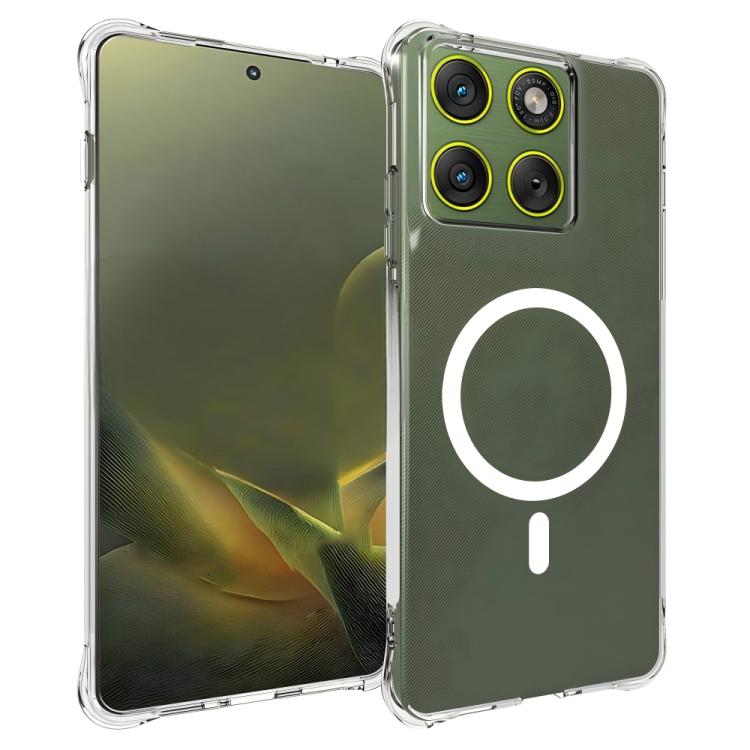 For Motorola Edge 70 5G WANLONFENG Transparent Magnetic Four-Corner Shockproof TPU Phone Case with 2pcs Screen Films - Transparent