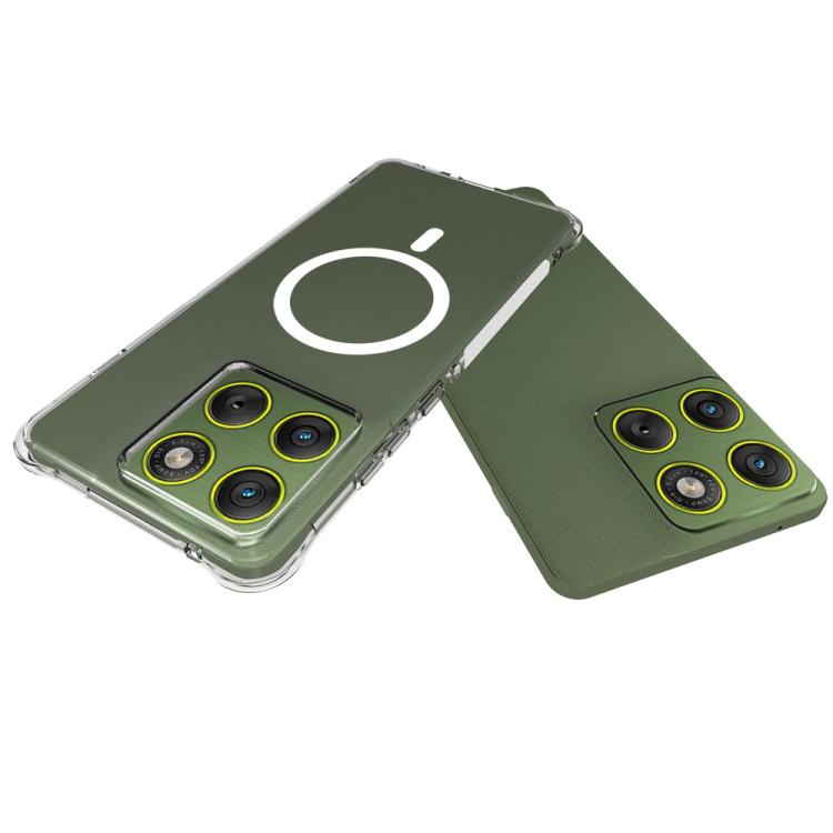 For Motorola Edge 70 5G WANLONFENG Transparent Magnetic Four-Corner Shockproof TPU Phone Case with 2pcs Screen Films - Transparent