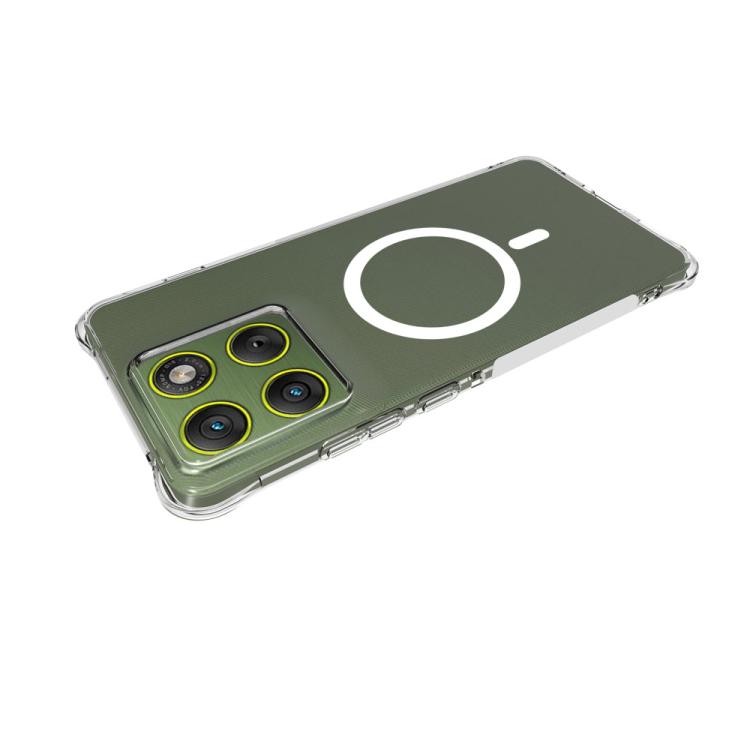For Motorola Edge 70 5G WANLONFENG Transparent Magnetic Four-Corner Shockproof TPU Phone Case with 2pcs Screen Films - Transparent
