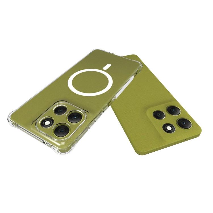 For Motorola Moto G86 Power / G86 5G WANLONFENG Transparent Magnetic Four-Corner Shockproof TPU Phone Case with 2pcs Screen Films - Transparent