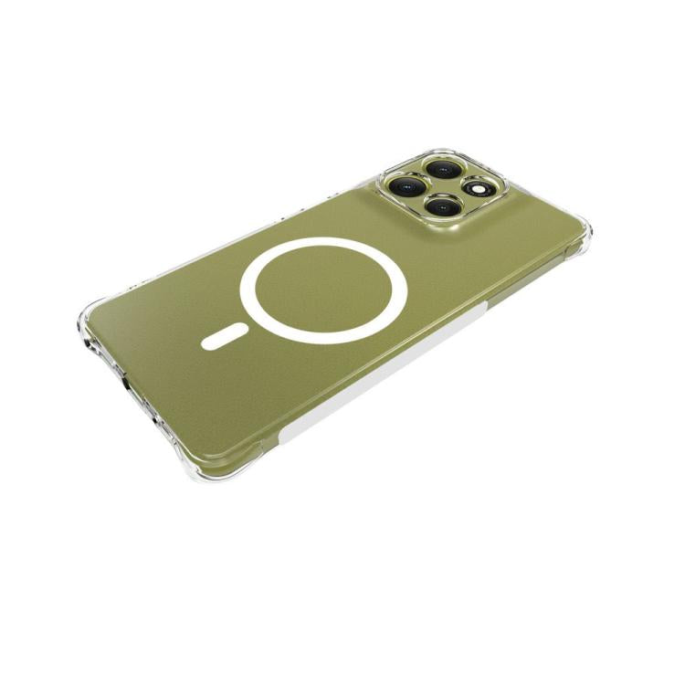 For Motorola Moto G86 Power / G86 5G WANLONFENG Transparent Magnetic Four-Corner Shockproof TPU Phone Case with 2pcs Screen Films - Transparent