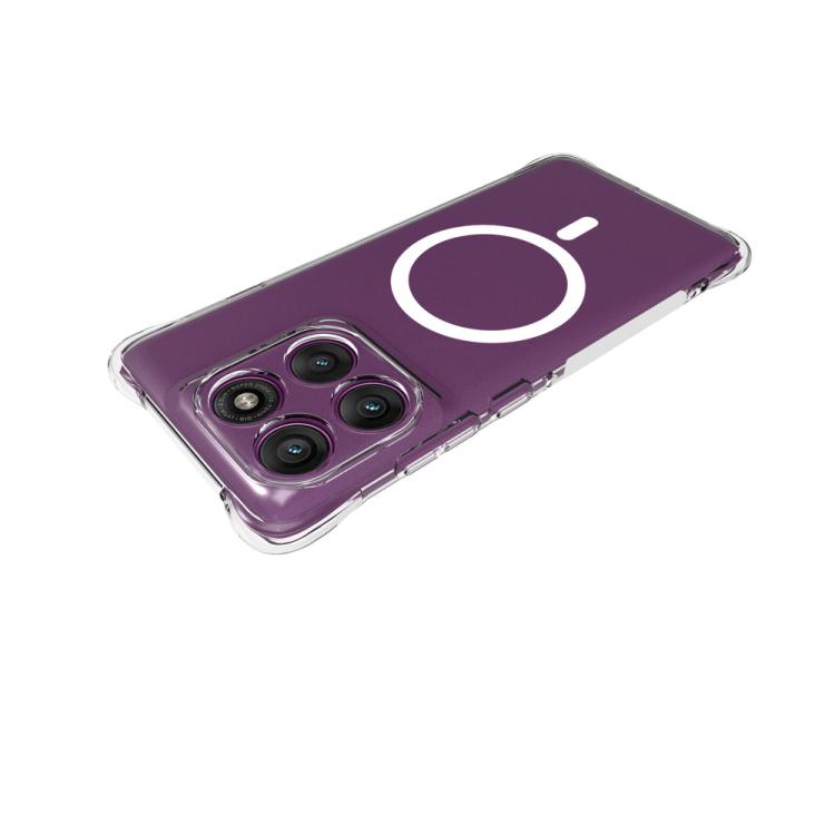 For Motorola Edge 60 Fusion / 60 5G WANLONFENG Transparent Magnetic Four-Corner Shockproof TPU Phone Case with 2pcs Screen Films - Transparent