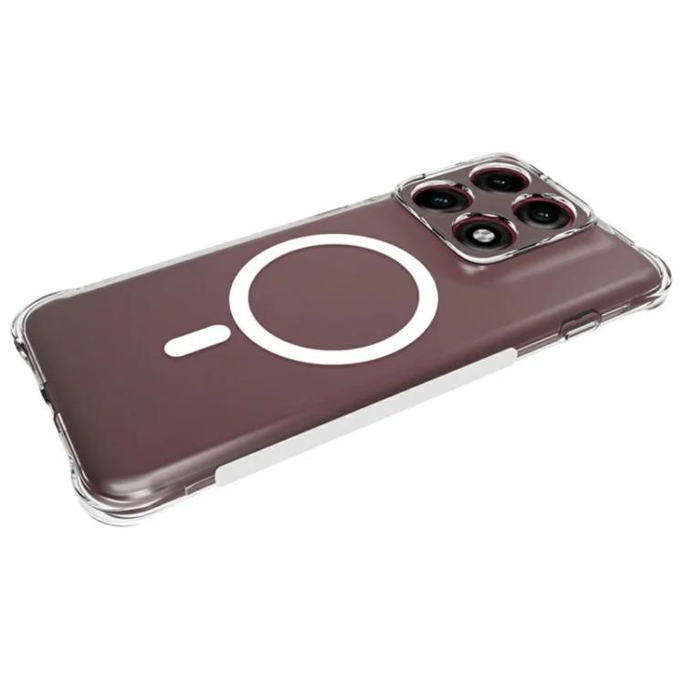 For Motorola Edge 70 Pro 5G WANLONFENG Transparent Magnetic Four-Corner Shockproof TPU Phone Case with 2pcs Screen Films - Transparent