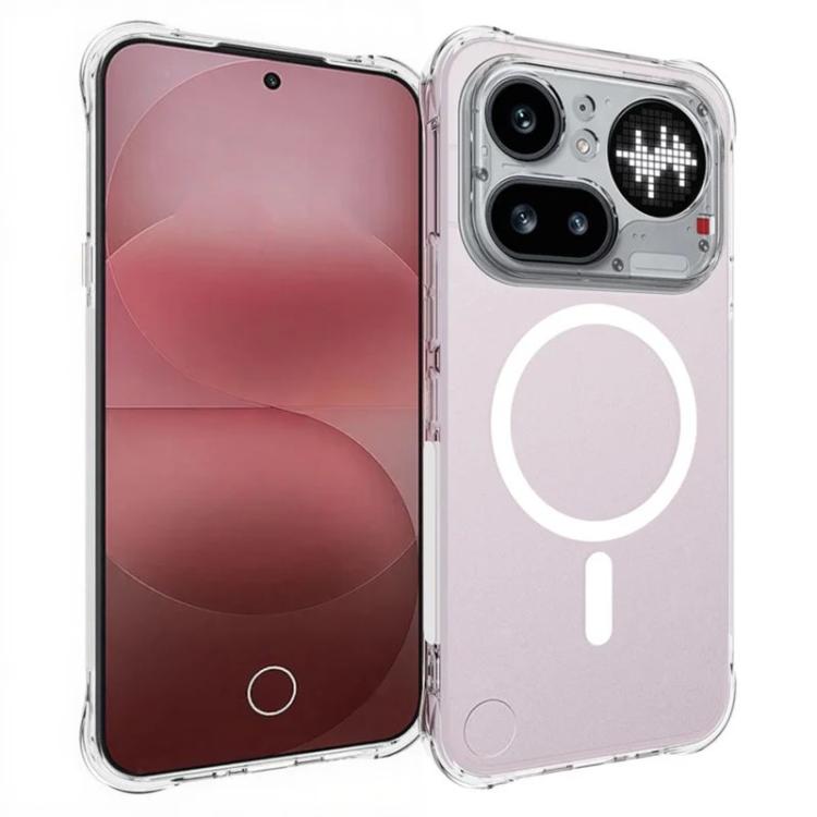 For Nothing Phone 4a Pro WANLONFENG Transparent Magnetic Four-Corner Shockproof TPU Phone Case with 2pcs Screen Films - Transparent