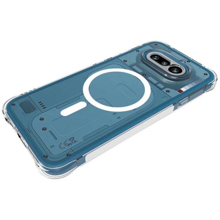 For Nothing Phone 4a WANLONFENG Transparent Magnetic Four-Corner Shockproof TPU Phone Case with 2pcs Screen Films - Transparent