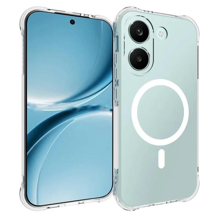 For Xiaomi Poco X8 Pro / Redmi Turbo 5 5G WANLONFENG Transparent Magnetic Four-Corner Shockproof TPU Phone Case with 2pcs Screen Films - Transparent