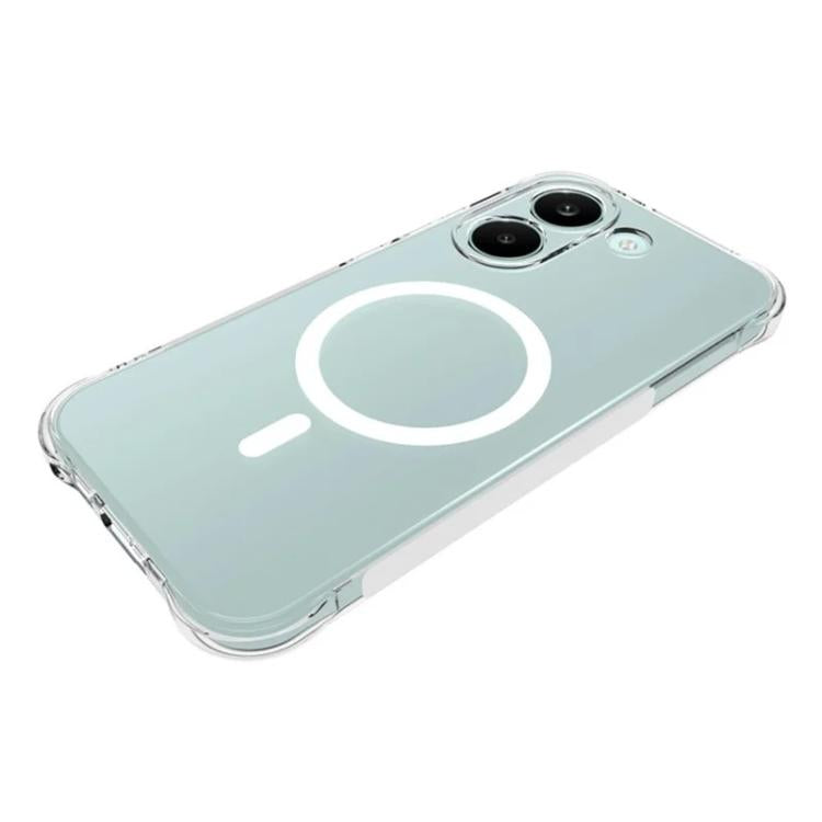 For Xiaomi Poco X8 Pro / Redmi Turbo 5 5G WANLONFENG Transparent Magnetic Four-Corner Shockproof TPU Phone Case with 2pcs Screen Films - Transparent