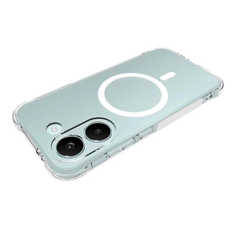 For Xiaomi Poco X8 Pro / Redmi Turbo 5 5G WANLONFENG Transparent Magnetic Four-Corner Shockproof TPU Phone Case with 2pcs Screen Films - Transparent