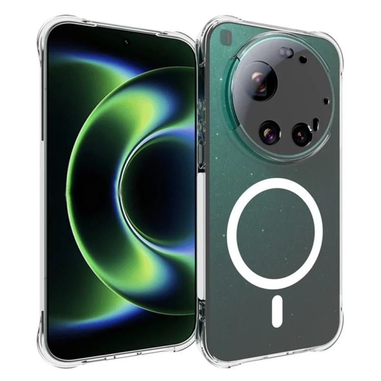 For Xiaomi 17 Ultra WANLONFENG Transparent Magnetic Four-Corner Shockproof TPU Phone Case with 2pcs Screen Films - Transparent