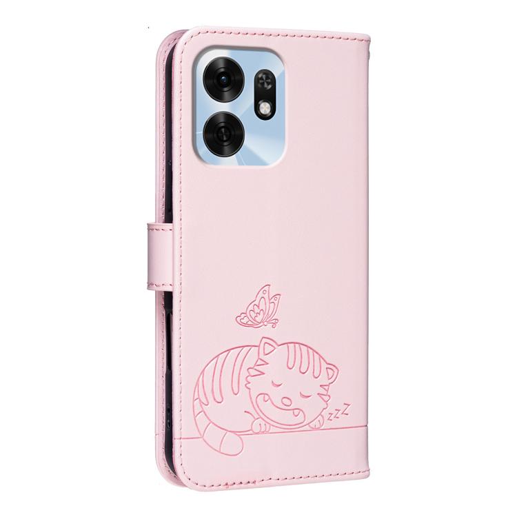For Honor Play 60A 5G Cat Butterfly Embossed RFID Vegan Leather Phone Case with Strap