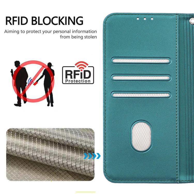 For Honor Play 60A 5G Cat Butterfly Embossed RFID Vegan Leather Phone Case with Strap