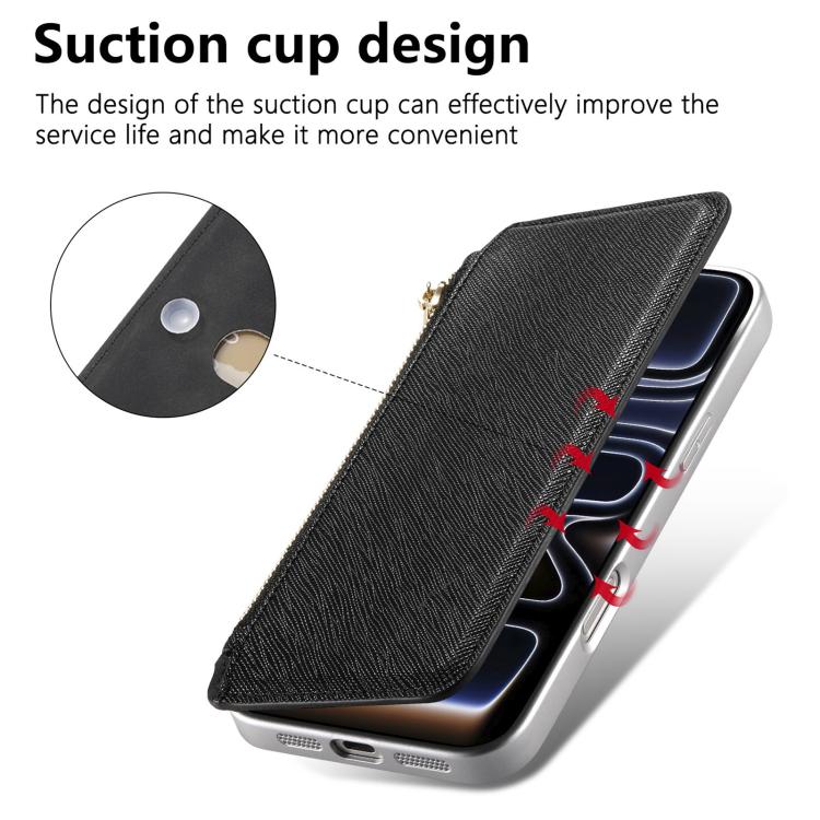 For Galaxy A05 CaseNeo Precision Hole Silver-Edged Magnetic Zipper Wallet Cross-Grain Vegan Leather Phone Case