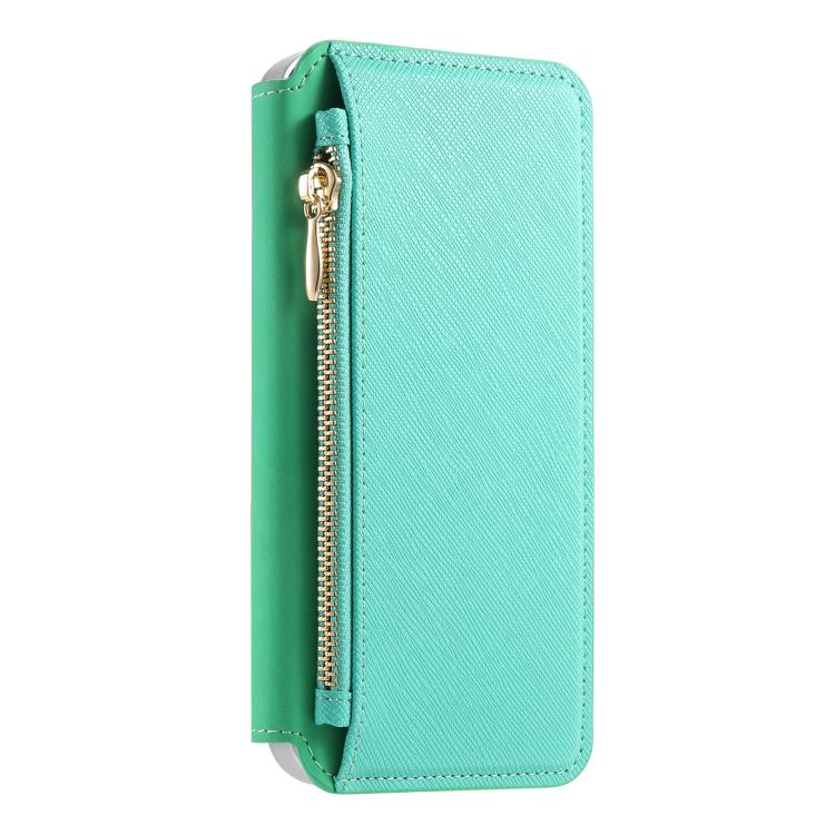 For Galaxy A15 CaseNeo Precision Hole Silver-Edged Magnetic Zipper Wallet Cross-Grain Vegan Leather Phone Case
