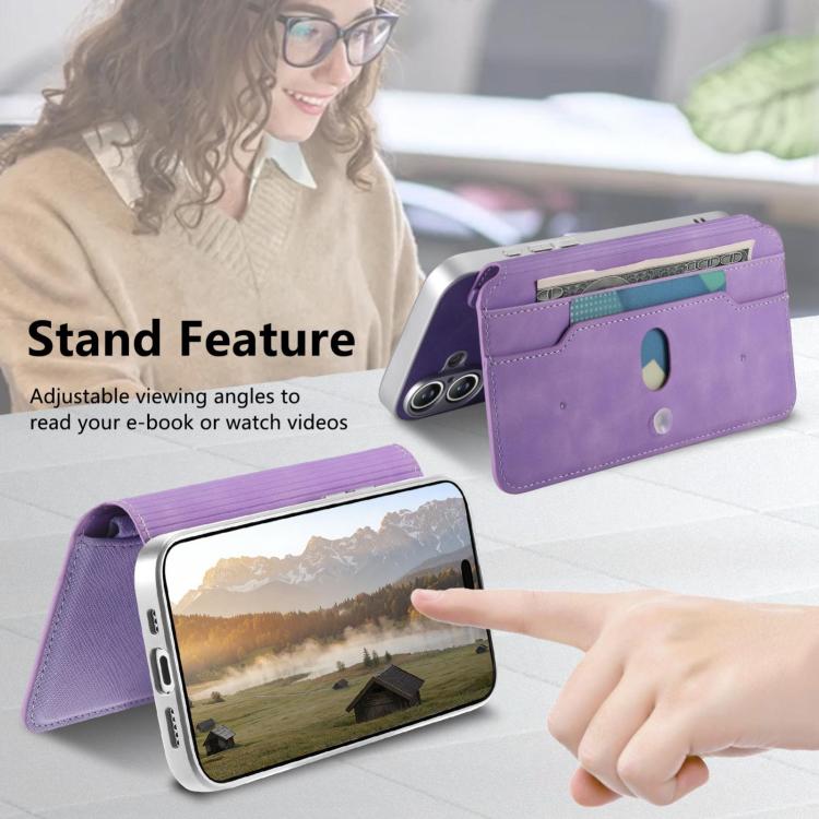 For Galaxy A17 5G CaseNeo Precision Hole Silver-Edged Magnetic Zipper Wallet Cross-Grain Vegan Leather Phone Case