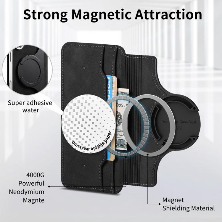 For Galaxy A17 5G CaseNeo Precision Hole Silver-Edged Magnetic Zipper Wallet Cross-Grain Vegan Leather Phone Case