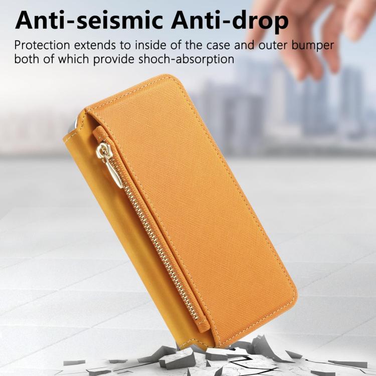 For Galaxy A17 5G CaseNeo Precision Hole Silver-Edged Magnetic Zipper Wallet Cross-Grain Vegan Leather Phone Case