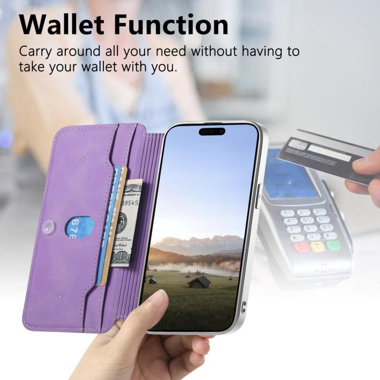 For Galaxy A37 5G CaseNeo Precision Hole Silver-Edged Magnetic Zipper Wallet Cross-Grain Vegan Leather Phone Case