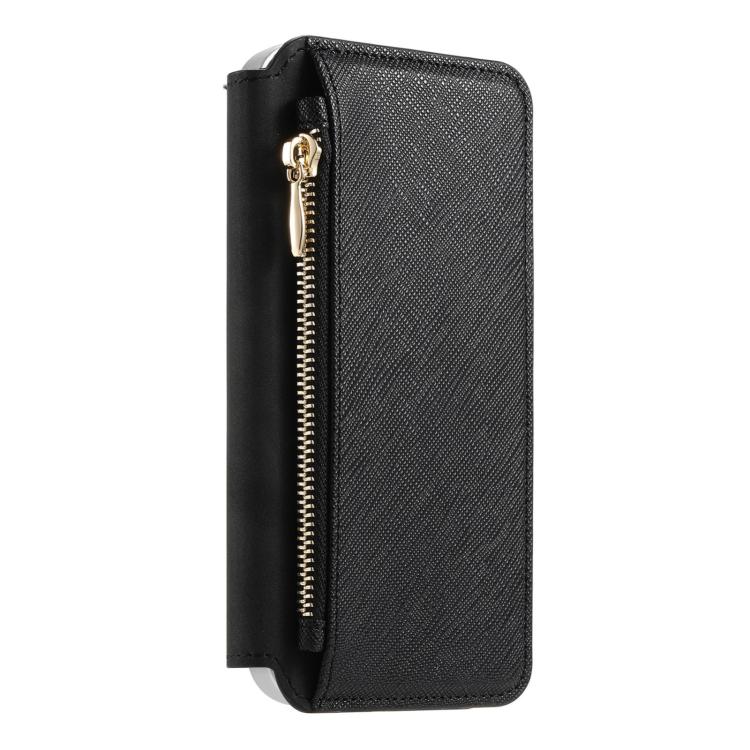 For Galaxy A57 5G CaseNeo Precision Hole Silver-Edged Magnetic Zipper Wallet Cross-Grain Vegan Leather Phone Case