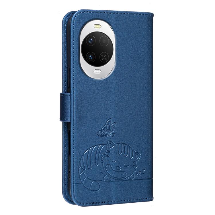 For Huawei nova 15 Cat Butterfly Embossed RFID Vegan Leather Phone Case with Strap