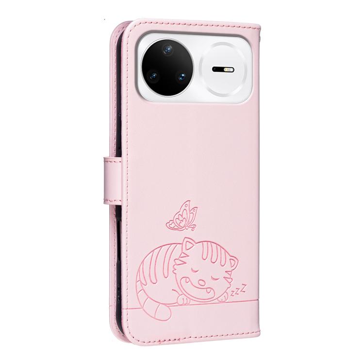 For Huawei nova 15 Pro Cat Butterfly Embossed RFID Vegan Leather Phone Case with Strap