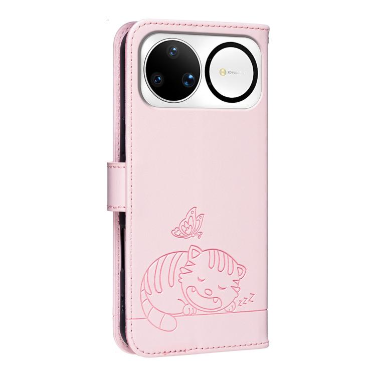 For Huawei nova 15 Ultra Cat Butterfly Embossed RFID Vegan Leather Phone Case with Strap