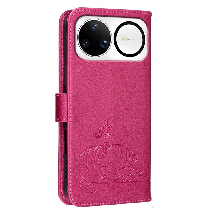 For Huawei nova 15 Ultra Cat Butterfly Embossed RFID Vegan Leather Phone Case with Strap