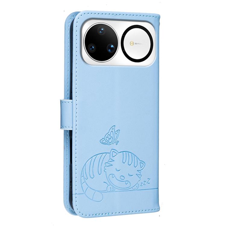 For Huawei nova 15 Ultra Cat Butterfly Embossed RFID Vegan Leather Phone Case with Strap