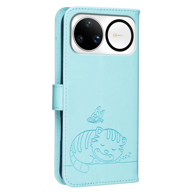 For Huawei nova 15 Ultra Cat Butterfly Embossed RFID Vegan Leather Phone Case with Strap