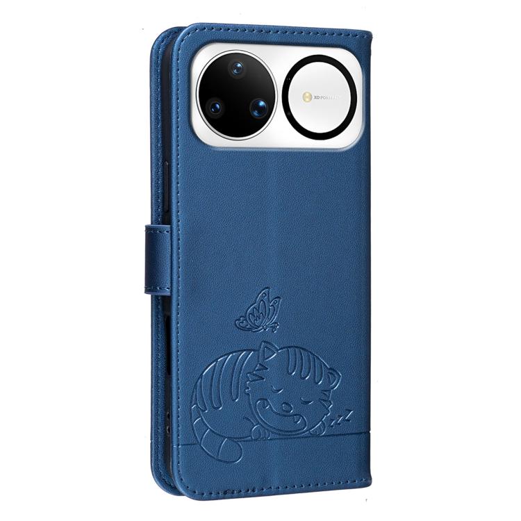 For Huawei nova 15 Ultra Cat Butterfly Embossed RFID Vegan Leather Phone Case with Strap