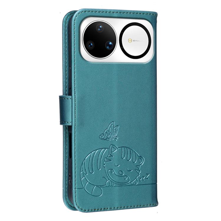 For Huawei nova 15 Ultra Cat Butterfly Embossed RFID Vegan Leather Phone Case with Strap