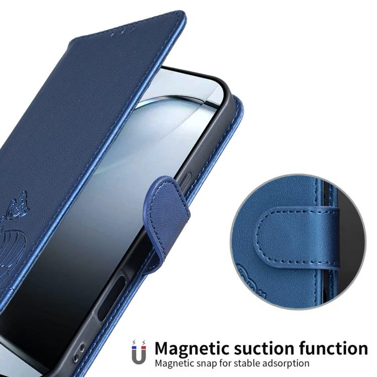 For Itel A70 Cat Butterfly Embossed RFID Vegan Leather Phone Case with Strap