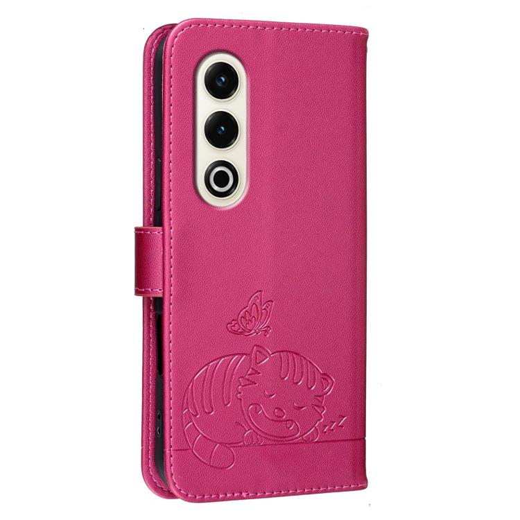 For Itel S25 Cat Butterfly Embossed RFID Vegan Leather Phone Case with Strap