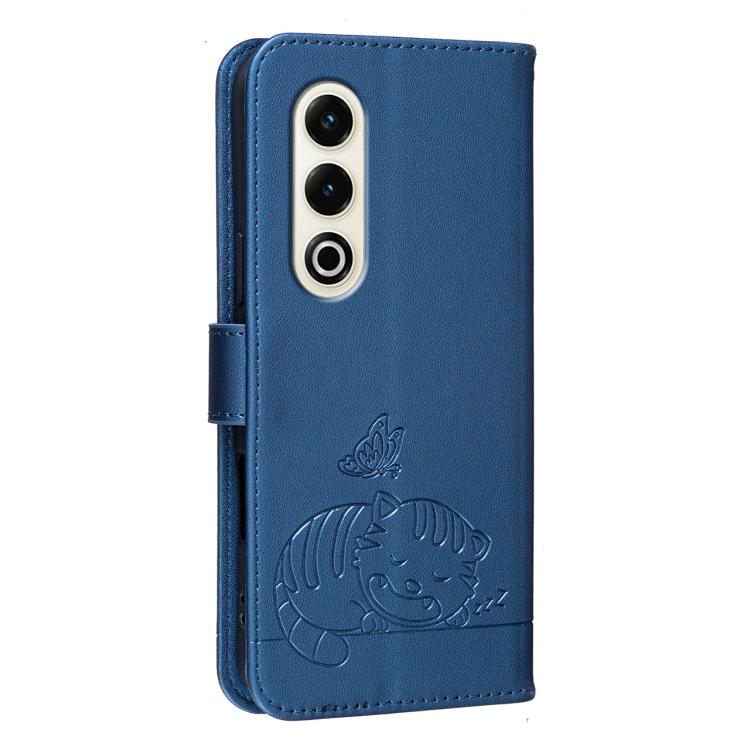 For Itel S25 Cat Butterfly Embossed RFID Vegan Leather Phone Case with Strap